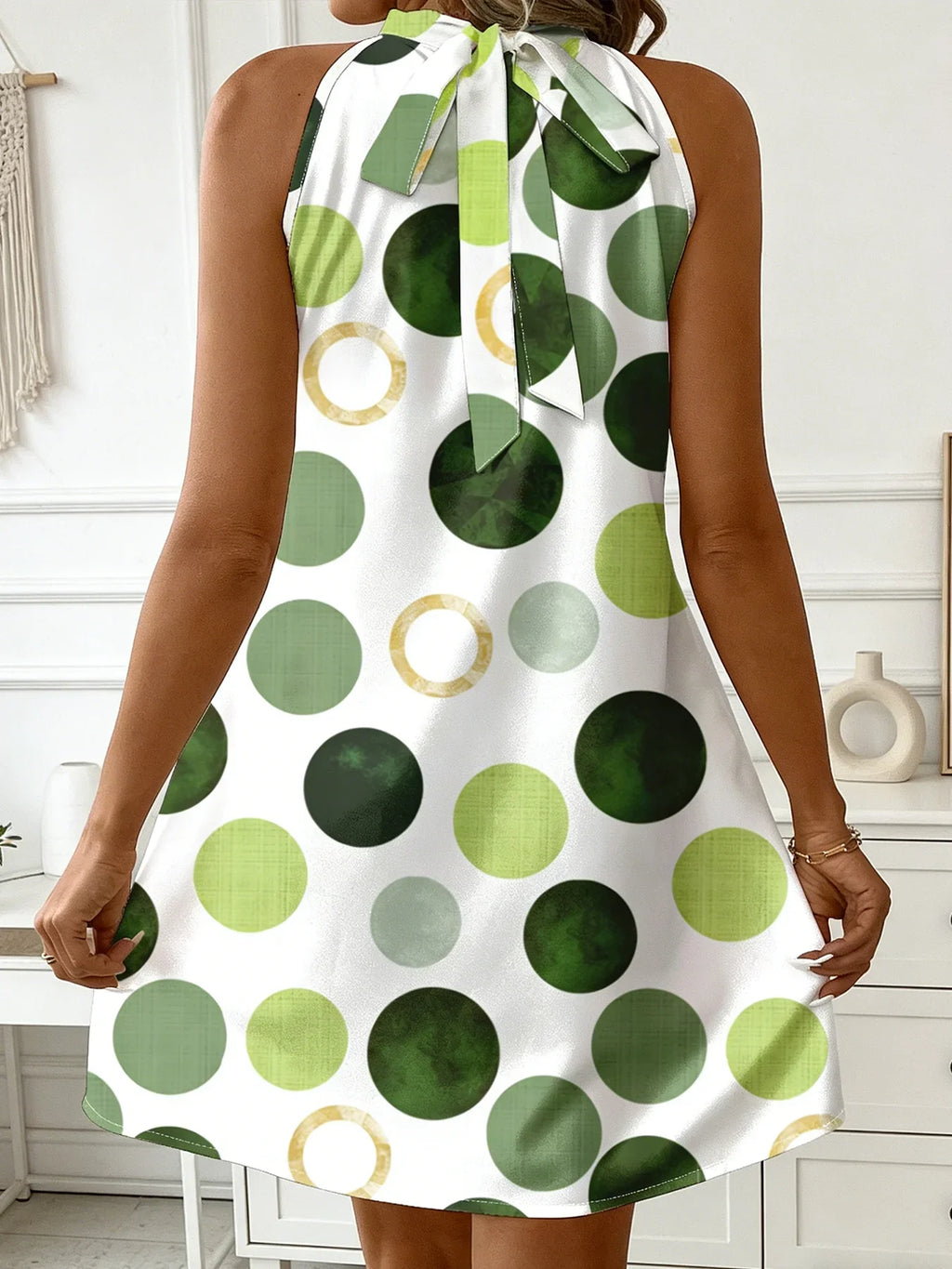 MuseCharm – Sleeveless Polka Dot Sundress