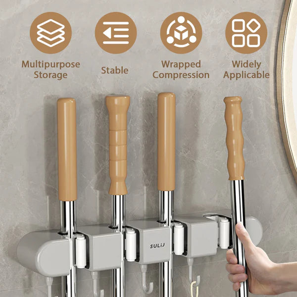 TidyGrip - Strong Mop Holder with Hooks