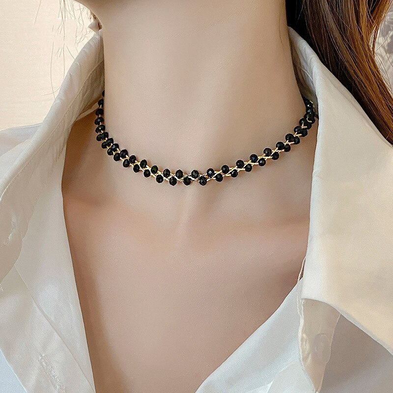 MeshGlow – Green Crystal Braided Pendant Necklace