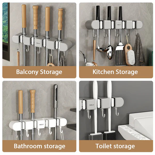 TidyGrip - Strong Mop Holder with Hooks