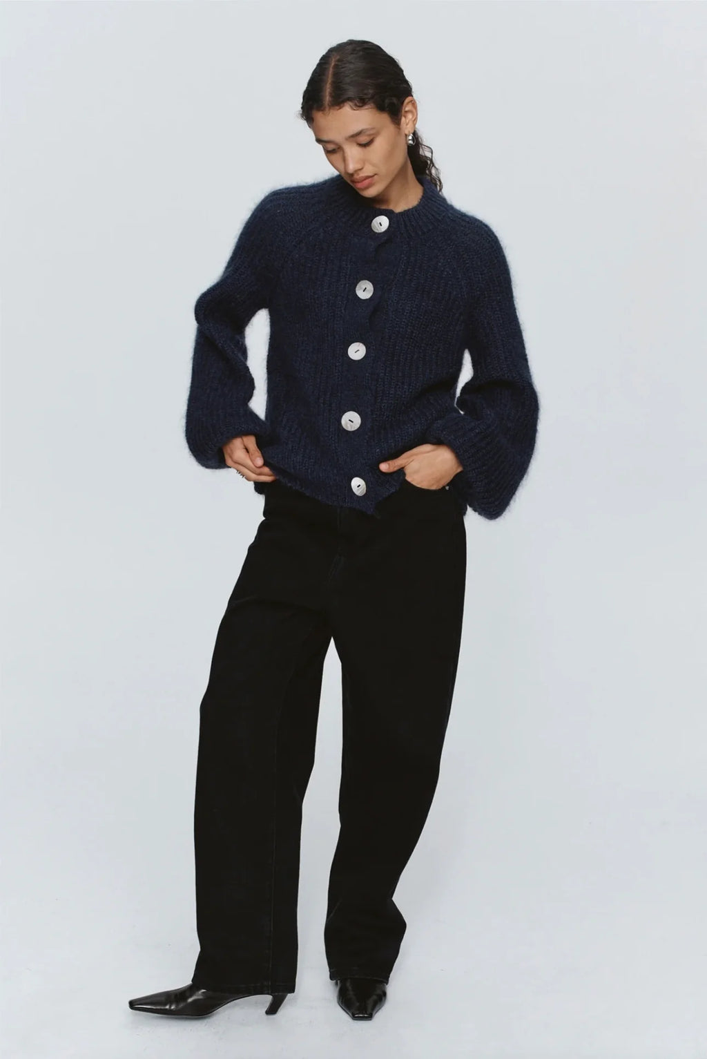 StyleNest – Casual Long Sleeve Navy Cardigan