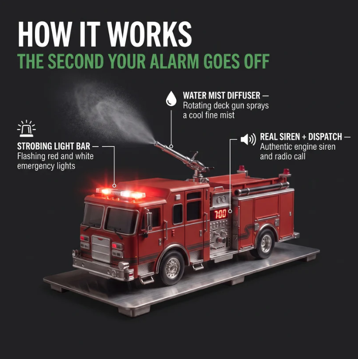 PullCord – Die-Cast Fire Truck Alarm Clock