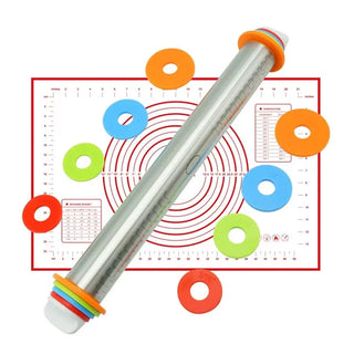 BakeFlex – Adjustable Rolling Pin Set with Silicone Baking Mat