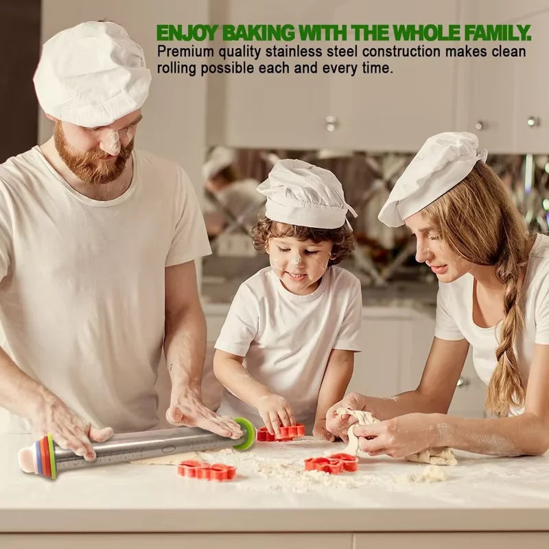 BakeFlex – Adjustable Rolling Pin Set with Silicone Baking Mat