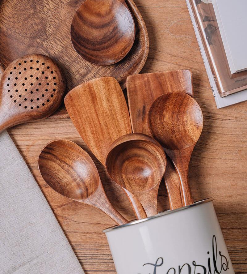 TeakCraft – Premium Wooden Utensil Set
