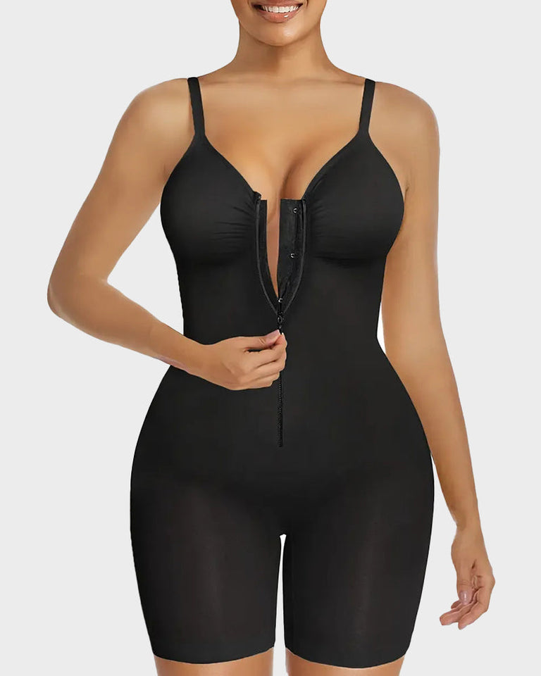 CurveLuxe – Tummy Control Zipper Bodysuit