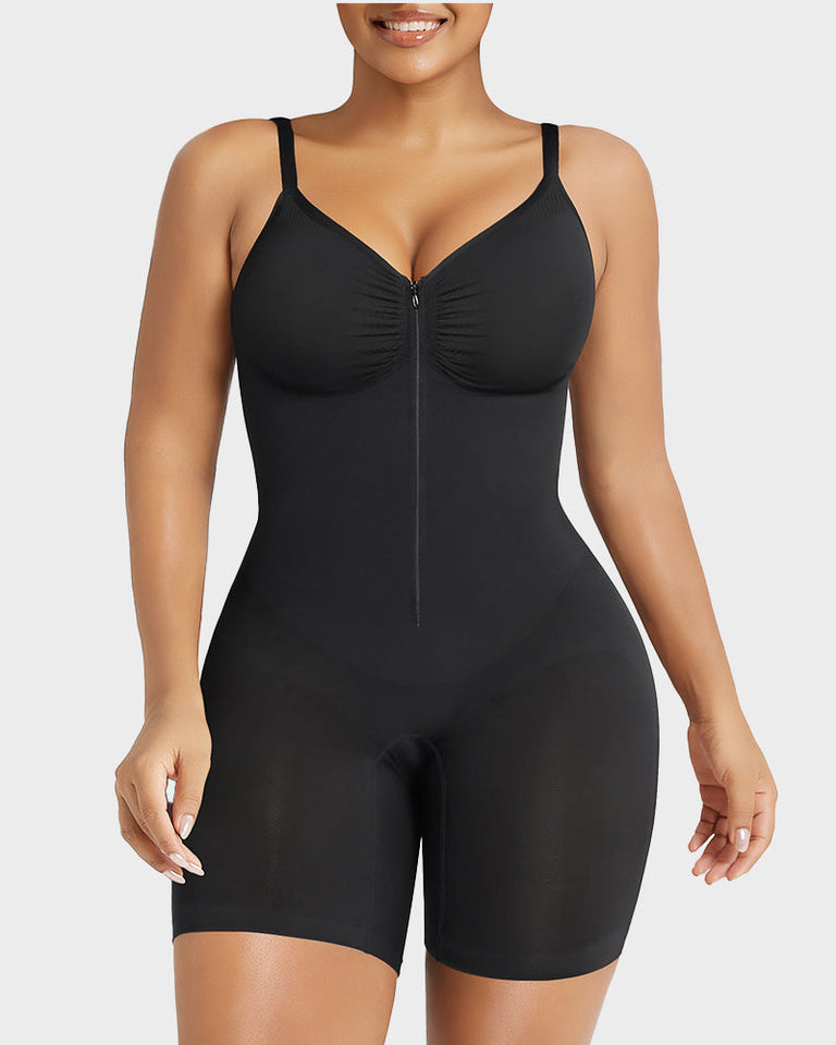 CurveLuxe – Tummy Control Zipper Bodysuit