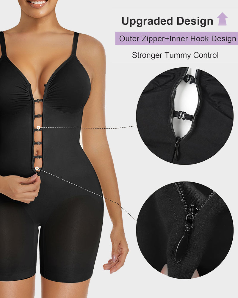 CurveLuxe – Tummy Control Zipper Bodysuit