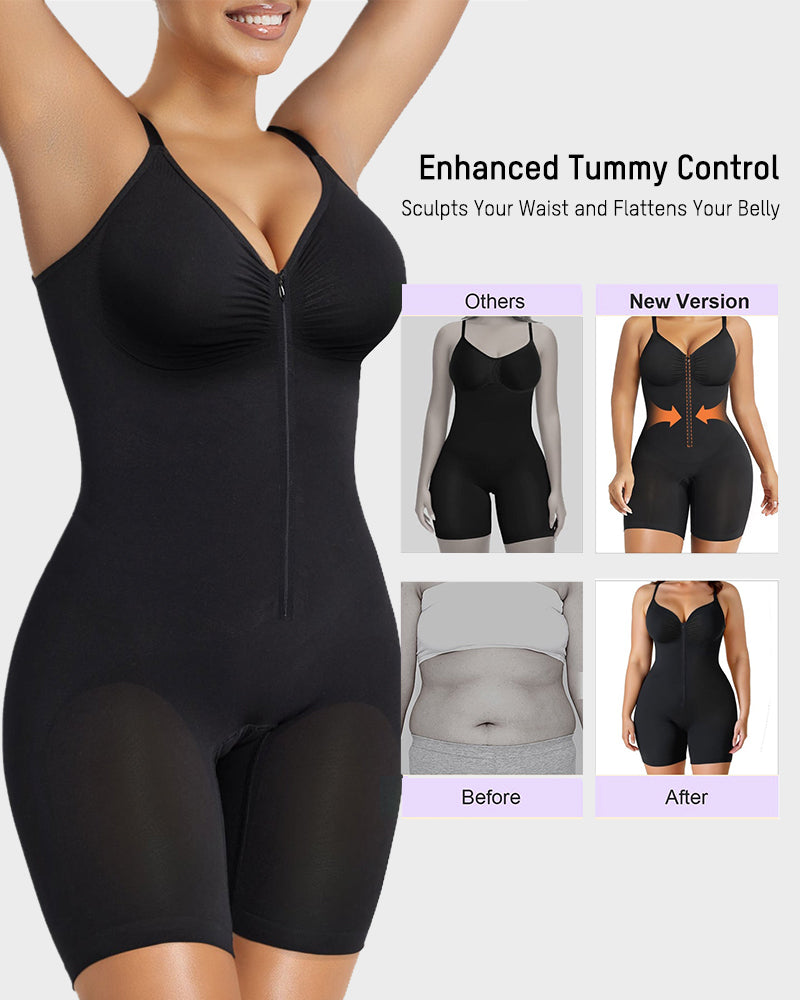 CurveLuxe – Tummy Control Zipper Bodysuit