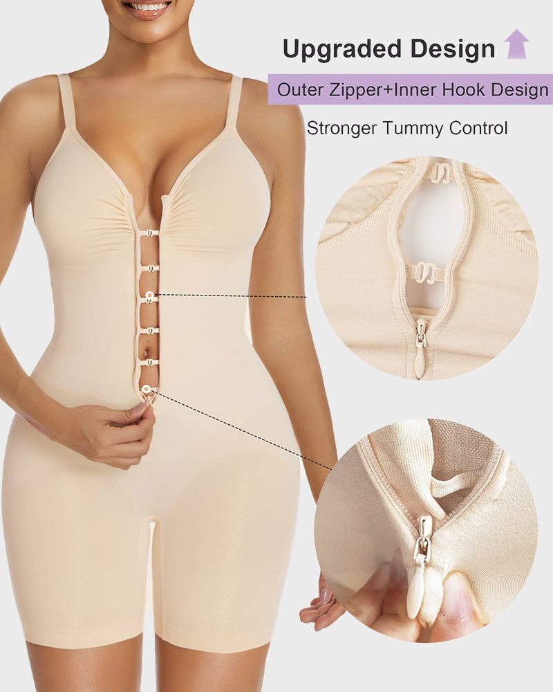 CurveLuxe – Tummy Control Zipper Bodysuit