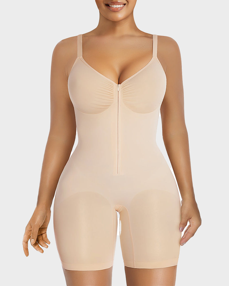 CurveLuxe – Tummy Control Zipper Bodysuit