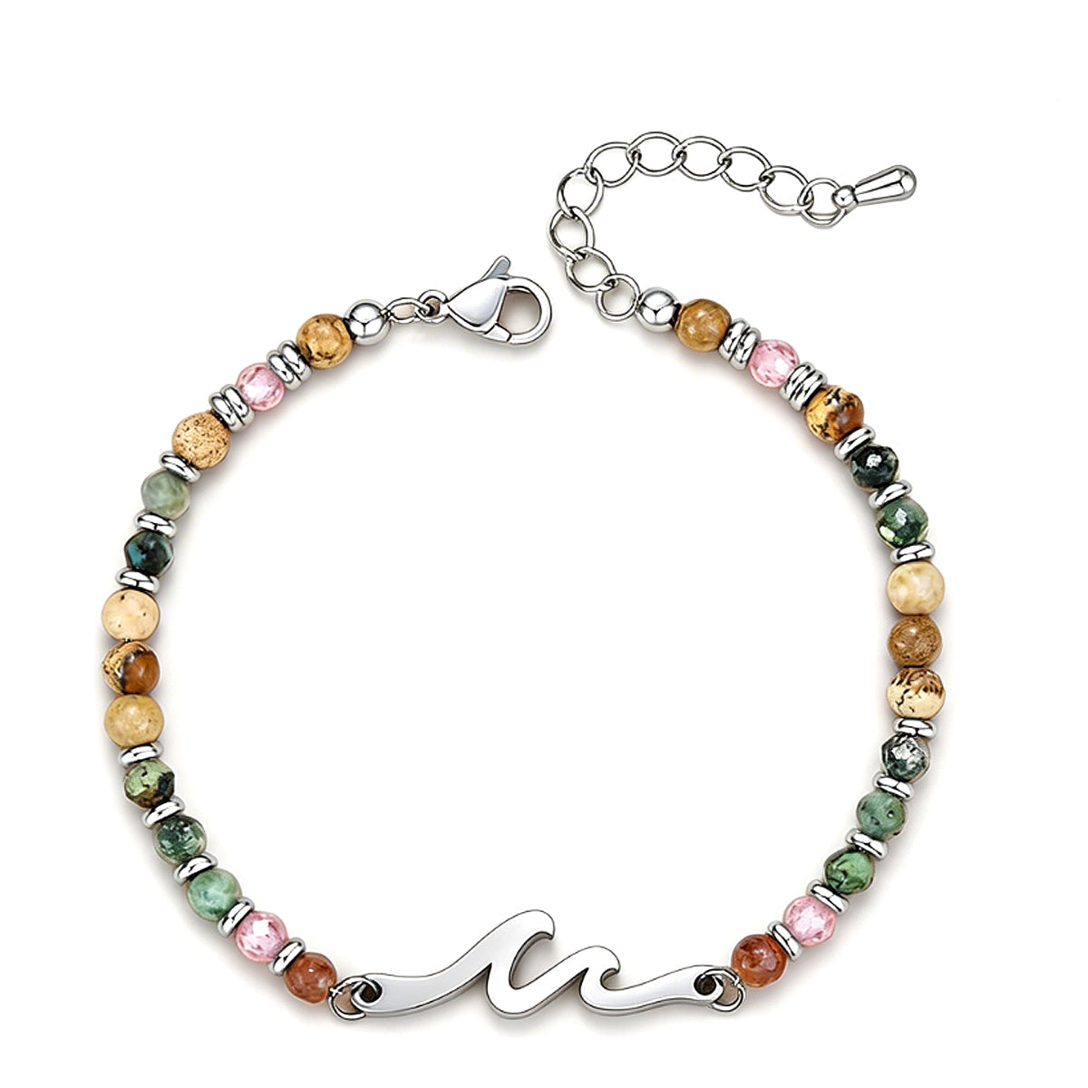 OceanGrace – Dainty Gemstone Wave Bracelet