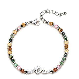 OceanGrace – Dainty Gemstone Wave Bracelet