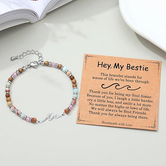 OceanGrace – Dainty Gemstone Wave Bracelet