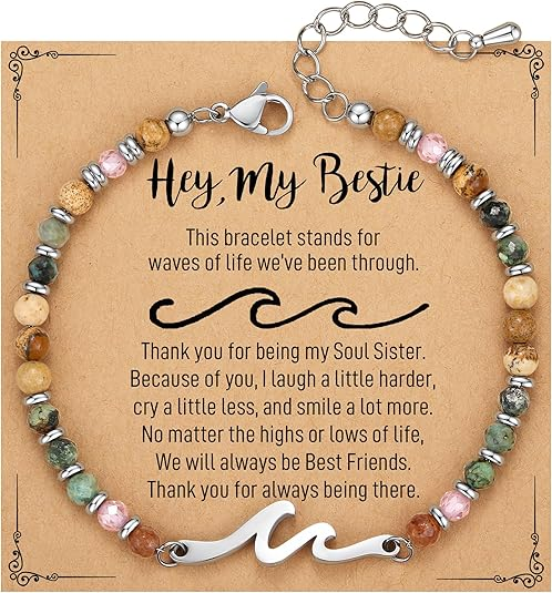 OceanGrace – Dainty Gemstone Wave Bracelet