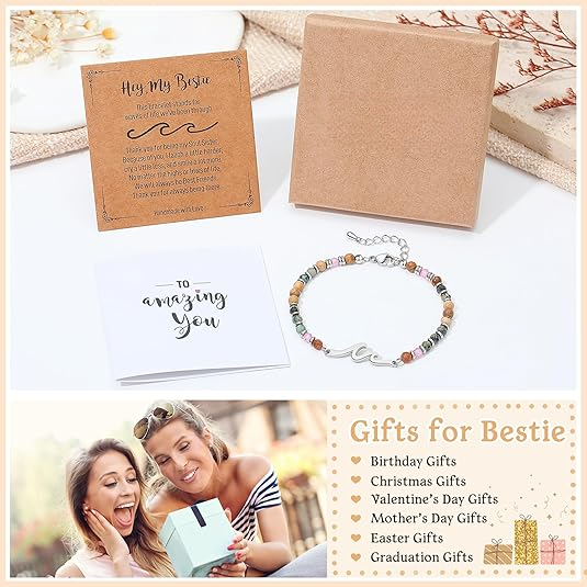 OceanGrace – Dainty Gemstone Wave Bracelet