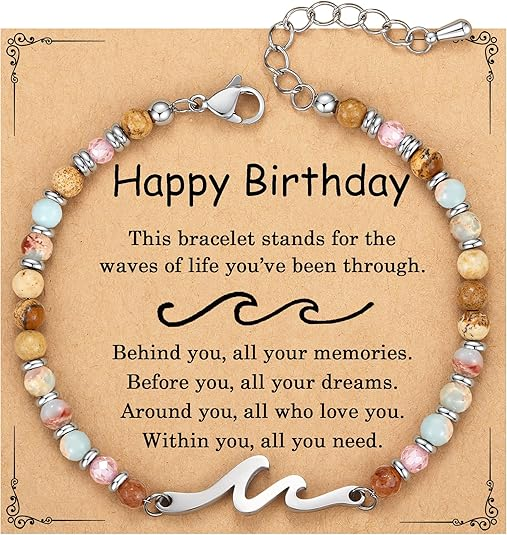 OceanGrace – Dainty Gemstone Wave Bracelet