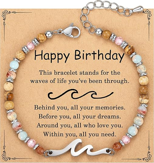 OceanGrace – Dainty Gemstone Wave Bracelet