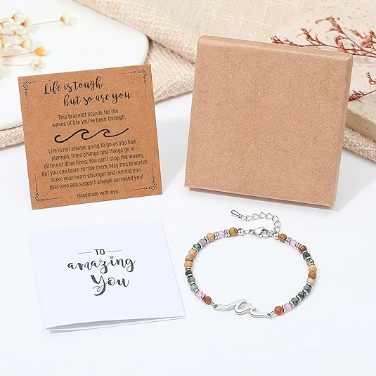 OceanGrace – Dainty Gemstone Wave Bracelet