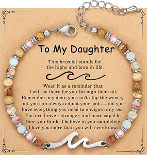 OceanGrace – Dainty Gemstone Wave Bracelet