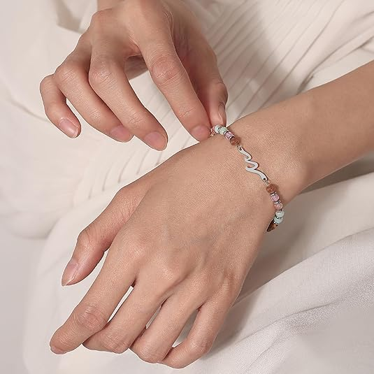 OceanGrace – Dainty Gemstone Wave Bracelet