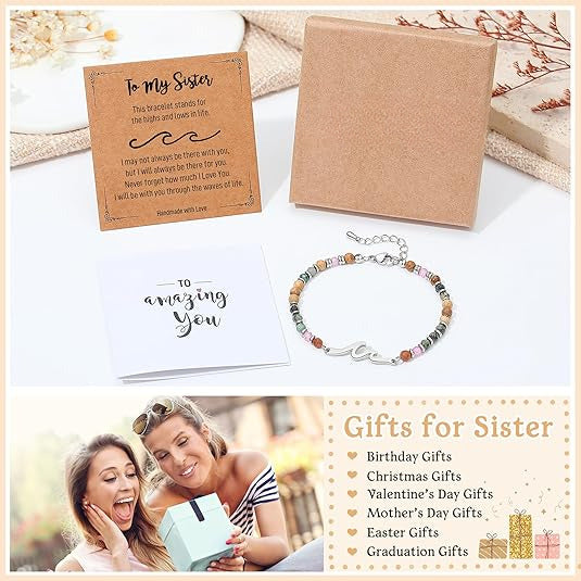 OceanGrace – Dainty Gemstone Wave Bracelet