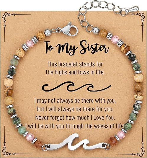OceanGrace – Dainty Gemstone Wave Bracelet
