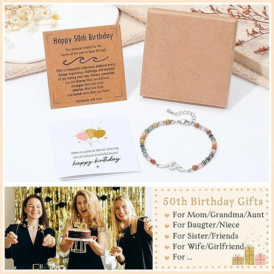 OceanGrace – Dainty Gemstone Wave Bracelet