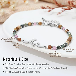 OceanGrace – Dainty Gemstone Wave Bracelet