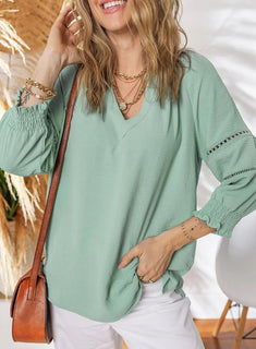 GraceLuxe – Elegant Lantern Sleeve Blouse