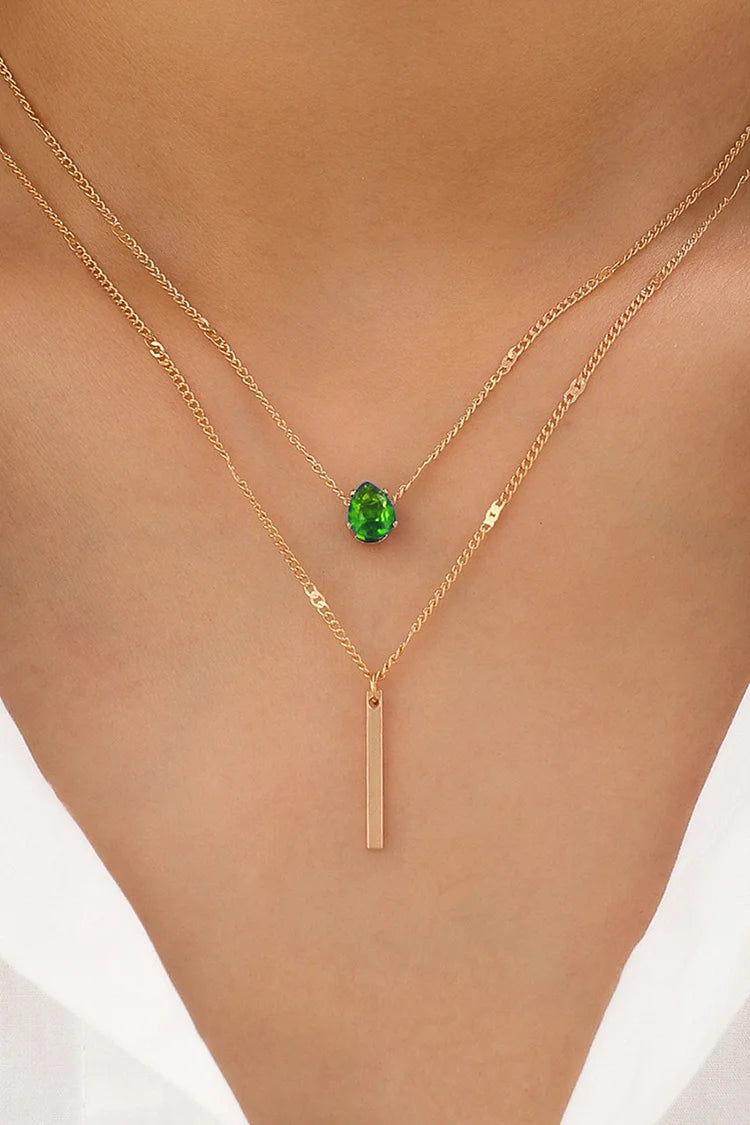 GlimmerFall – Rhinestone Tassel Stacking Necklace