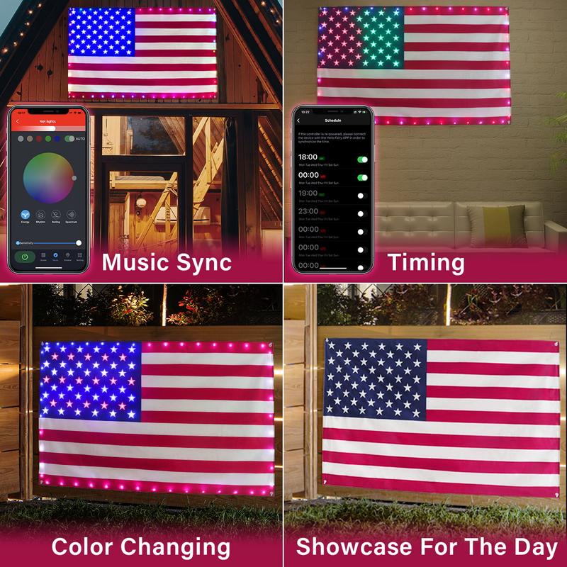 StarBeam – 3x5 FT Smart American Flag Lights with App Control