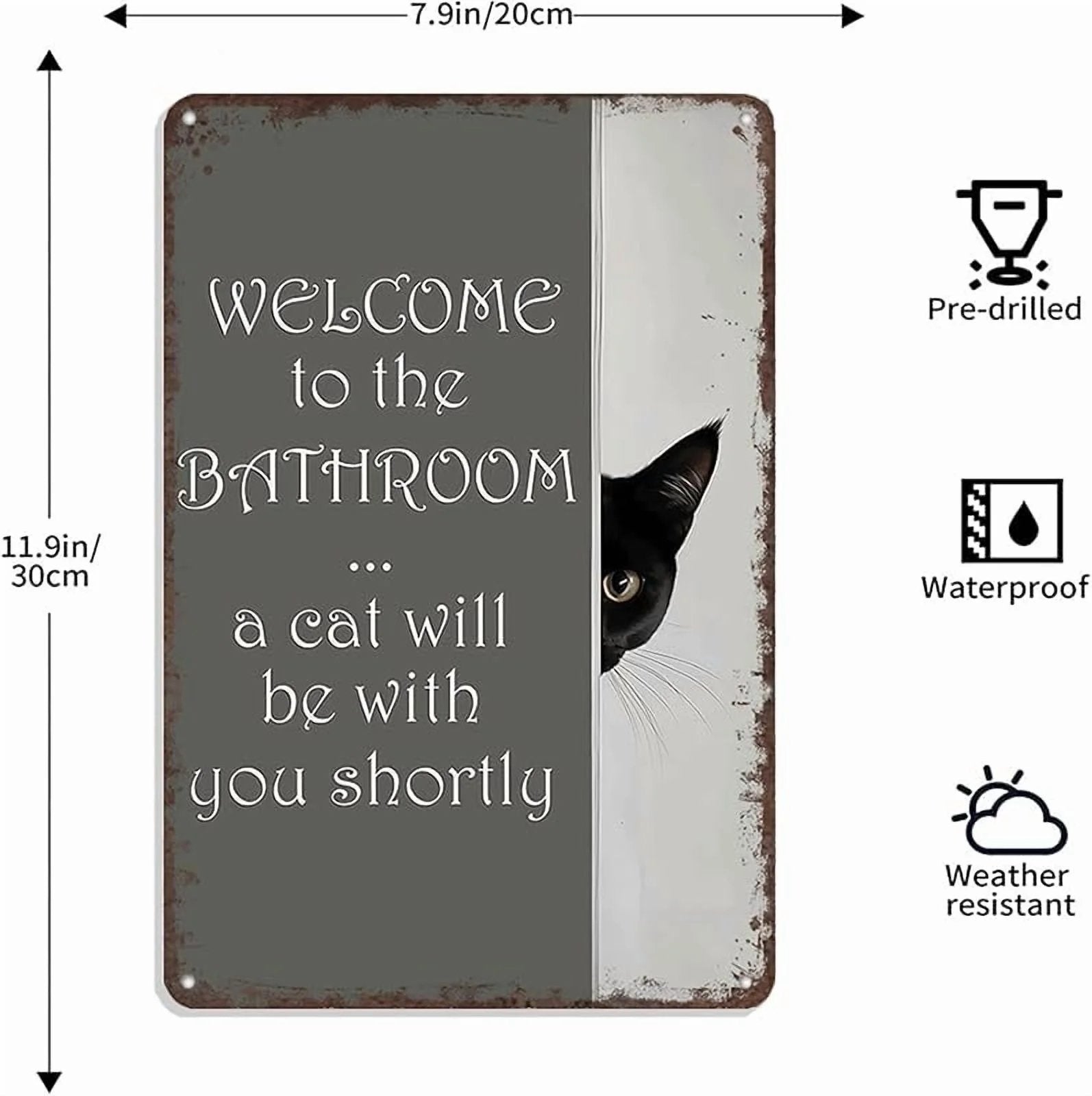 PurrfectWelcome – Funny Cat Bathroom Tin Sign