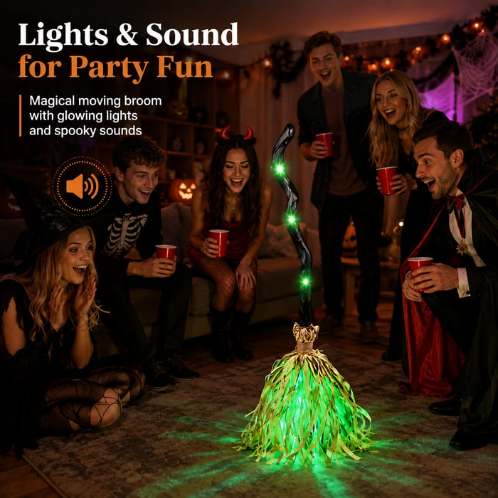 HauntedGlow – Motion Activated Halloween Broom Light
