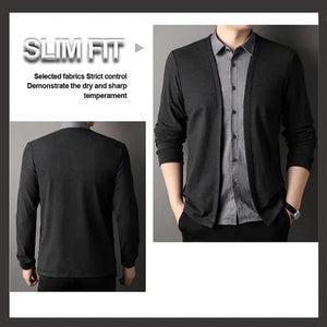 GentLayer – Elegant Two Piece Shirt Collar Cardigan