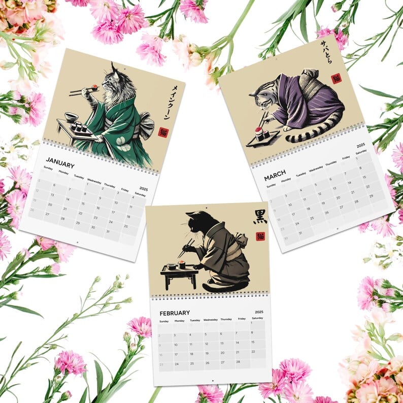 2025 'Cats in Kimonos Eating Sushi' Calendar