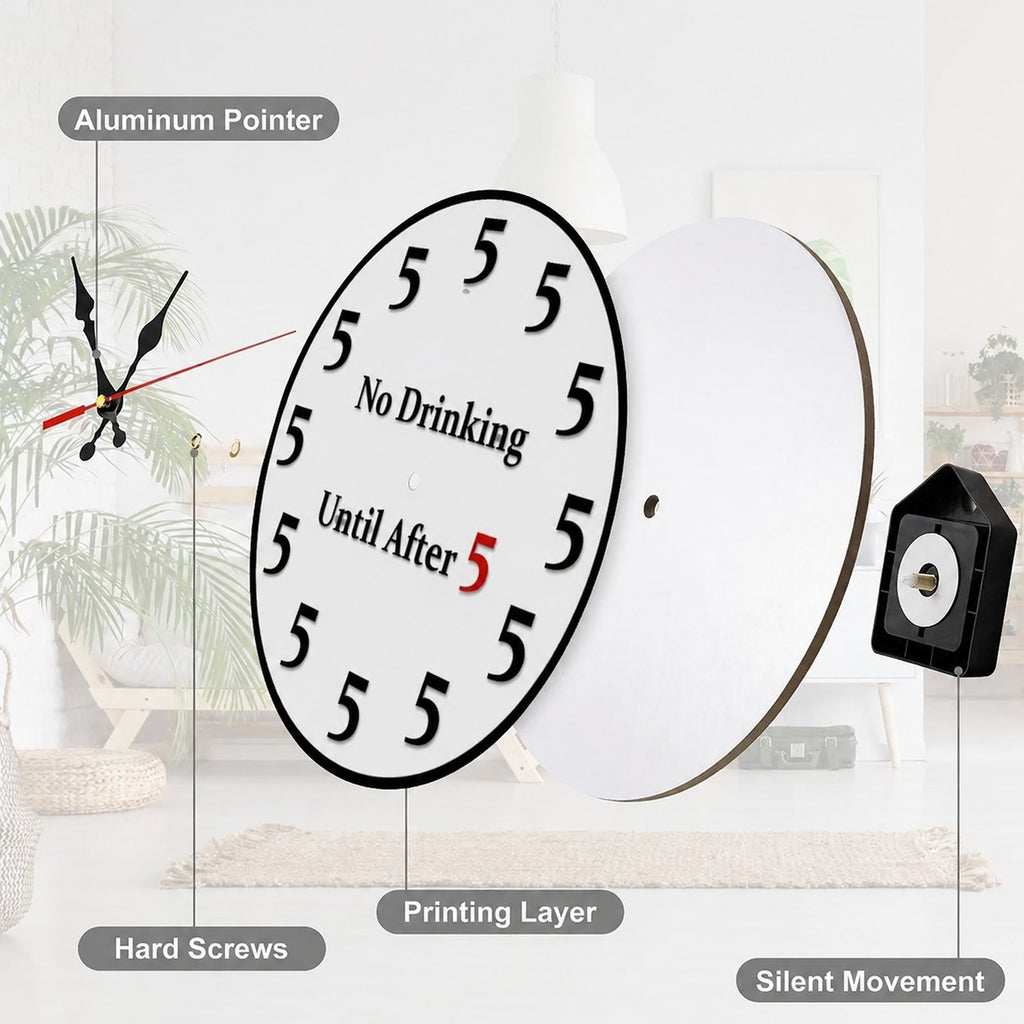 FunnyHour – "No Drinking Until After 5" Wall Clock