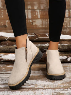 TrendStride – Stylish Solid Color Ankle Boots