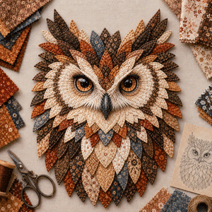 💥 LAST DAY 49% OFF - 🦉 Layered Fabric Owl Wall Art DIY Kit – Complete Kit Included ✂ Pre-Cut Pieces • Glue or Stitch Your Way