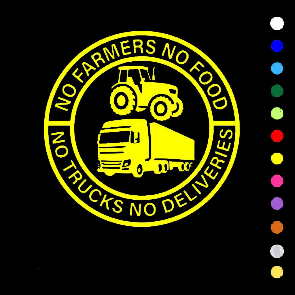 🎅Christmas Sale 49% Off💕🔥No Farmers No Food No Trucks No Deliveries Vinyl Sticker – 140mm Decal