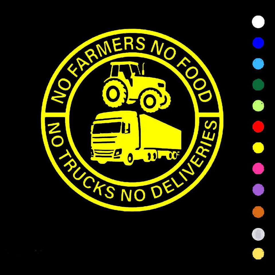 🎅Christmas Sale 49% Off💕🔥No Farmers No Food No Trucks No Deliveries Vinyl Sticker – 140mm Decal