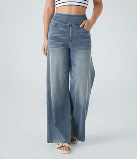 AuraStretch – Super Stretch High-Waisted Wide Leg Jeans