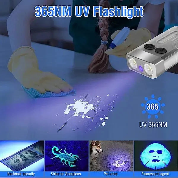 EDC Flashlight with Red UV Blue Light -Super Bright 1000LM marnetic