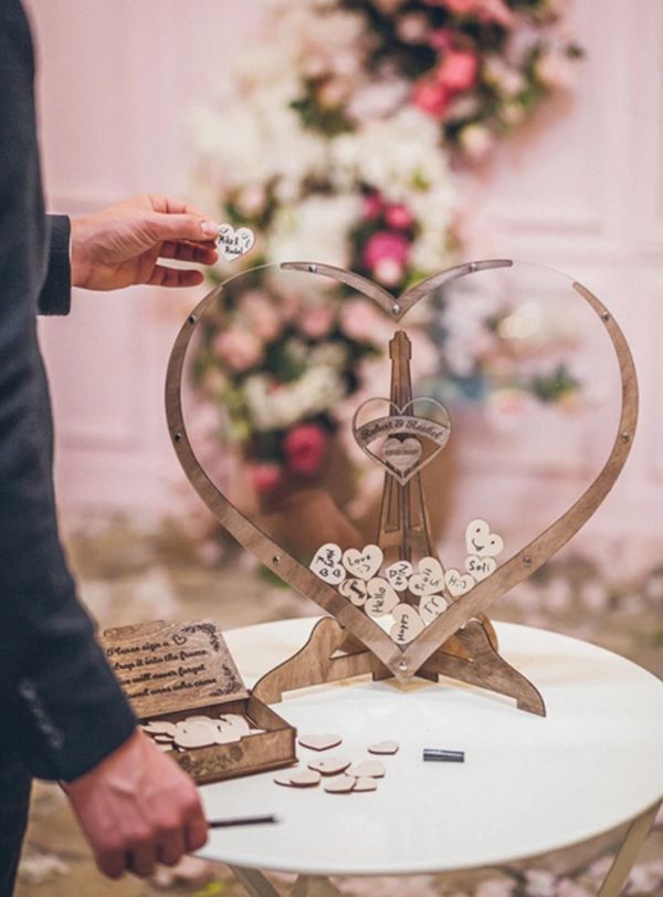 CherishFrame - Wooden Heart Guest Book