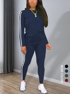 StripeLuxe – Women’s Two-Piece Set