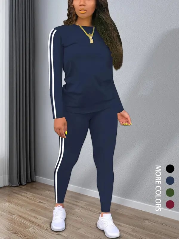 StripeLuxe – Women’s Two-Piece Set