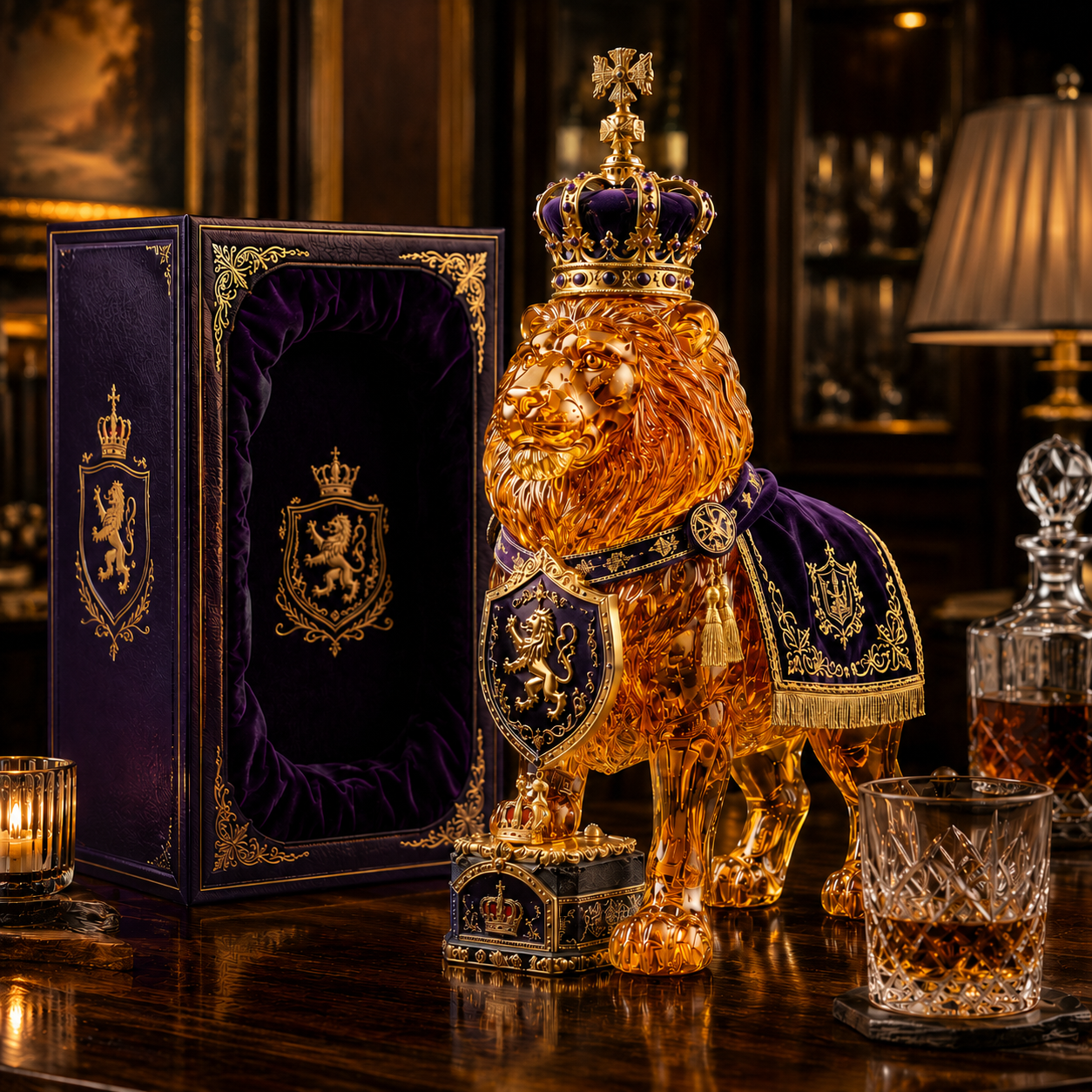 RoyalVessel – Premium Lion Design Glass Decanter