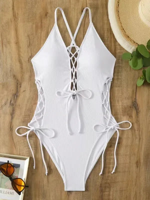 CurveSculpt – Sexy Lace Up One Piece Swimsuit