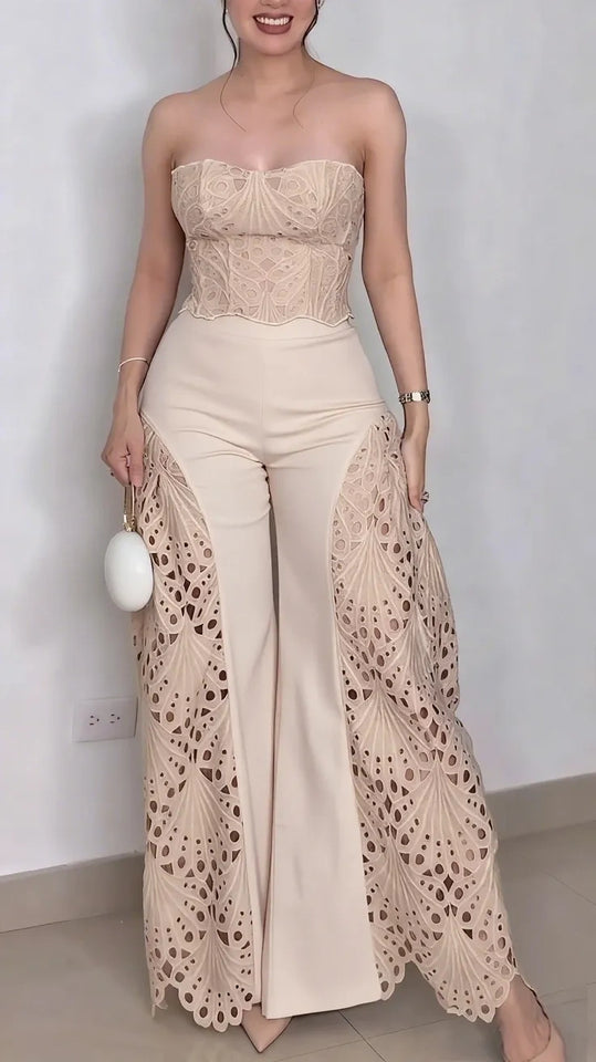 SunlitElegance - Breezy Embroidered Summer Co-Ord Set