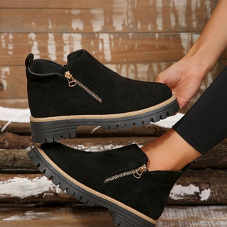 TrendStride – Stylish Solid Color Ankle Boots